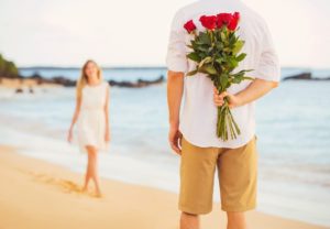 Man Holding Roses to Propose