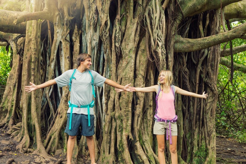 Couple in front of Banyan Tree