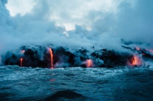 Lava pouring into the ocean