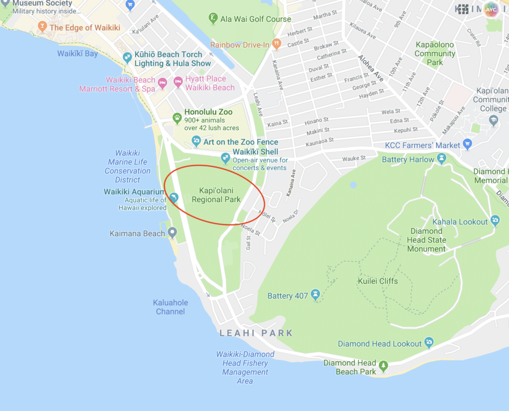 Kapiolani Park on a Map