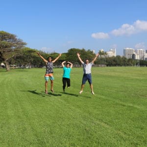 Jumping photo in Oahu Park