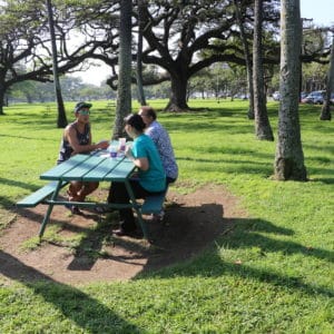 Lunch tables in Kapiolani Park