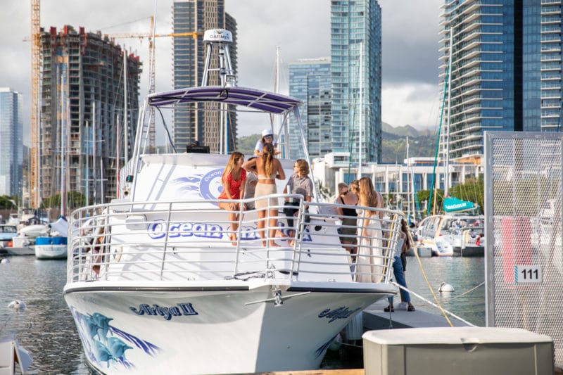 Guests board the boat for BYOB Waikiki Cruise