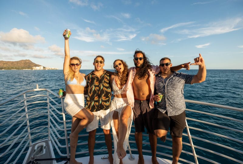 Travelers on the best hawaii booze cruise