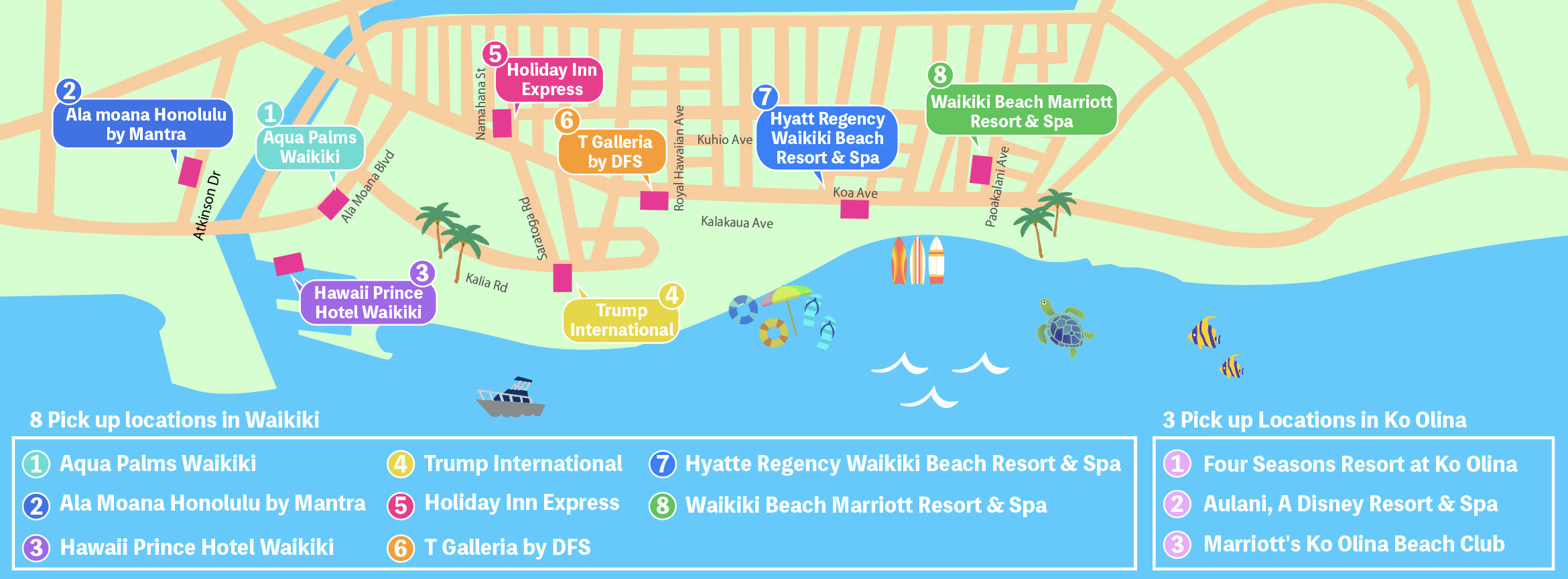 Tour Pick Up Locations Waikiki