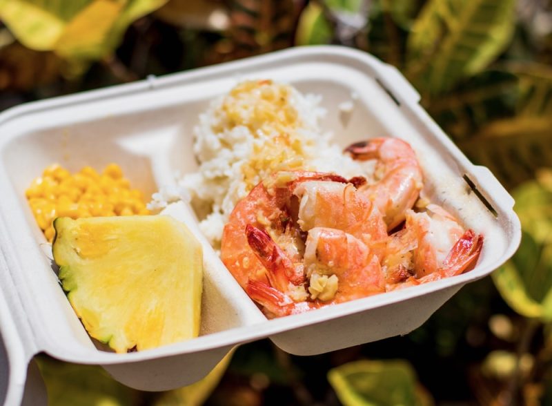 Garlic shrimp plate lunch