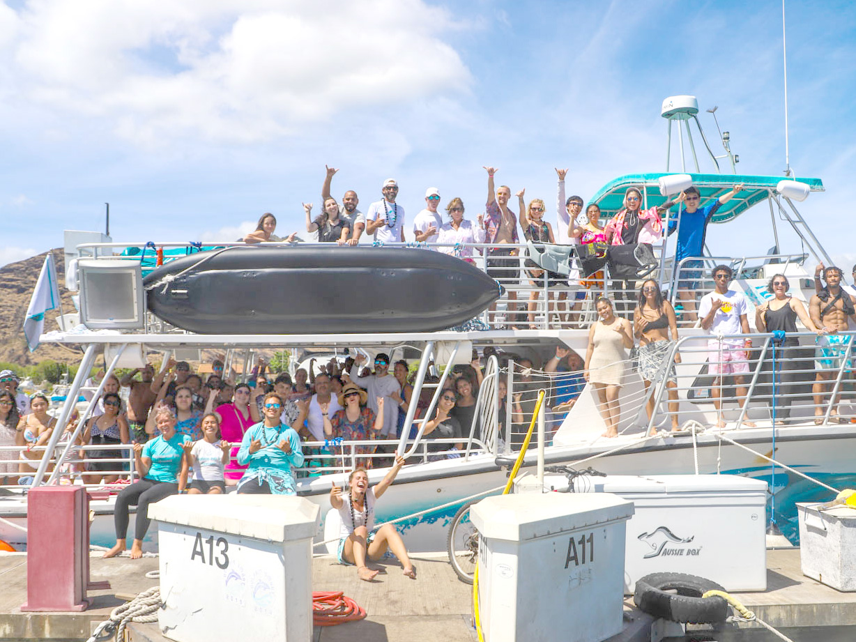 Group photo on the boat