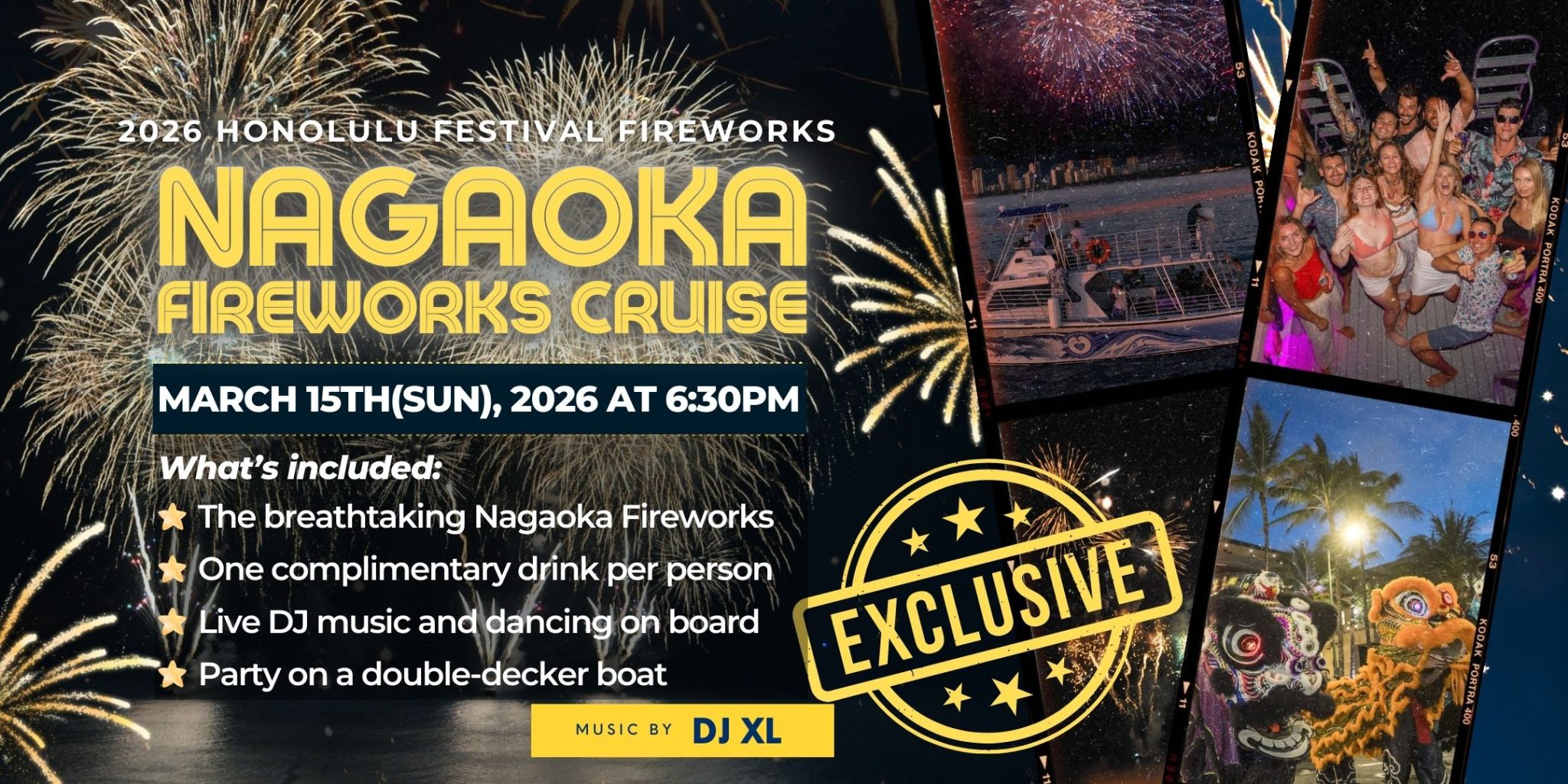Waikiki booze cruise Nagaoka Fireworks