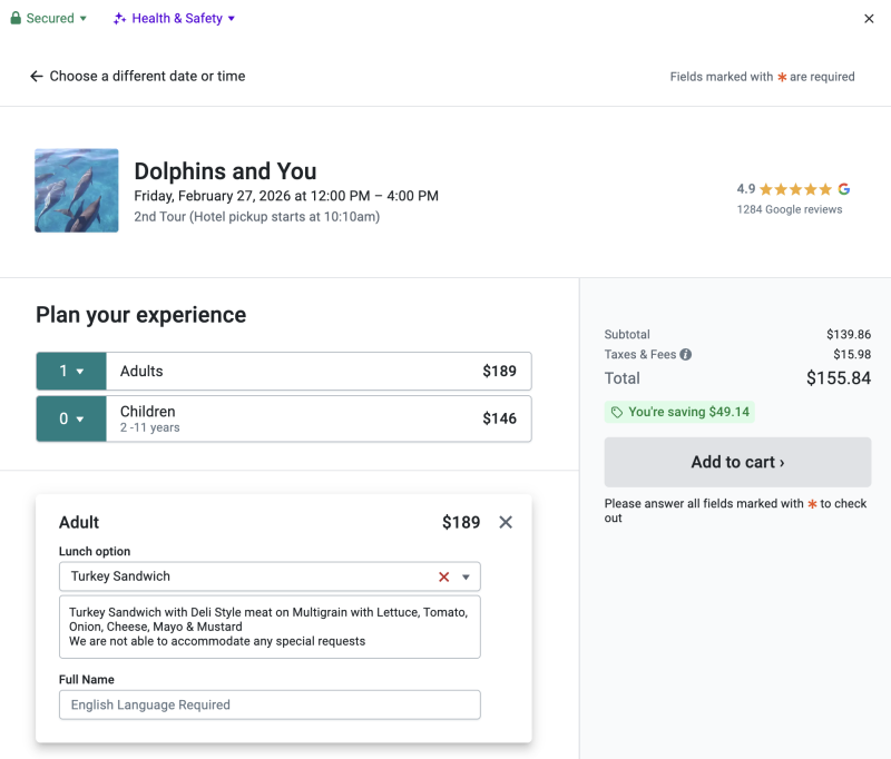 dolphins and you booking