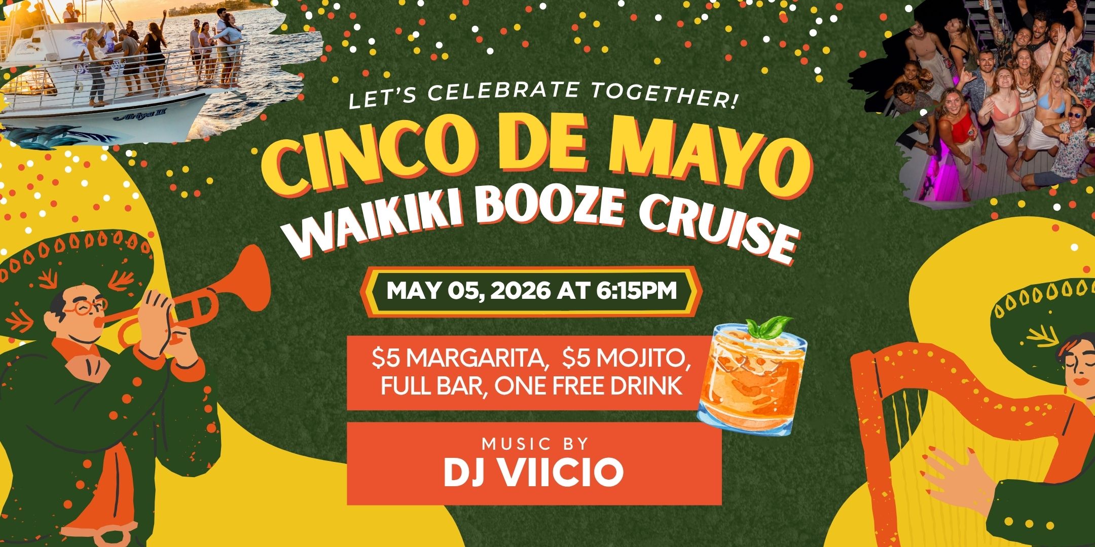 Waikiki Booze Cruise Cindo de mayo 2026